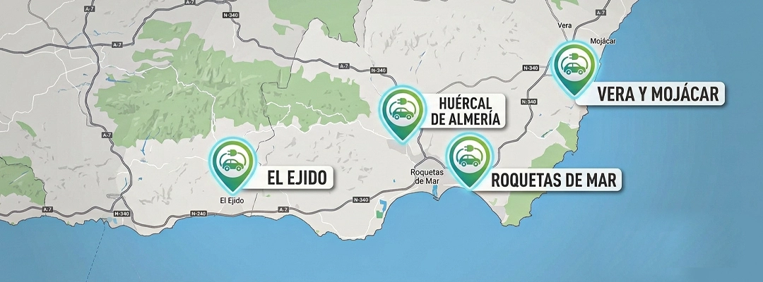Mapa de puntos de recarga en Almería